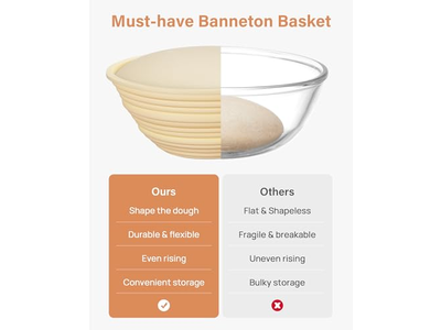 パン発酵バスケット 長方形丸型パン 10インチ楕円バスケット ウィッカーライナー付き7バスケット
