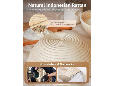 ハンドメイドプラスチックスクレーパーパン発酵バスケット 複数形状 ナチュラルカラー