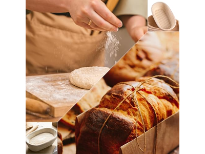 ドーム付きラタンブレッドバスケット イースターモールド ベーキング発酵 丸型と楕円