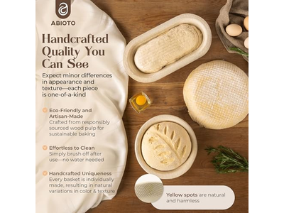 プロフェッショナル楕円パン発酵モールド スプルース木材&ラタン