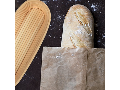 初回使用のためのパン発酵バスケットの準備 サワードウパン発酵バスケットなし