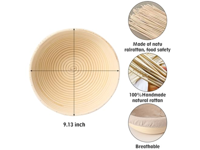 バゲットパンやピザ生地トレイ用発酵バスケット 蓋付き