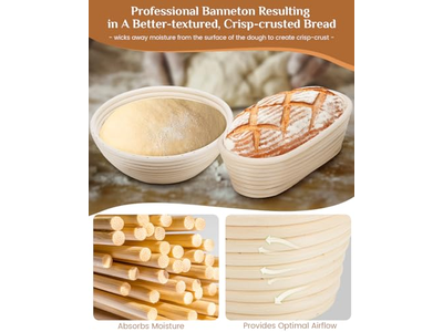 サワードウ用発酵バスケット ラタンブレッドバスケット ドーム付き生地発酵